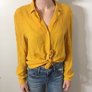 Vintage silky mustard blouse